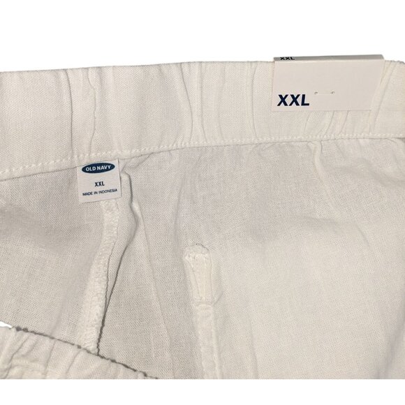 Old Navy Womens White Linen Shorts XXL With Elastic Waist & Drawstring - Picture 3 of 4